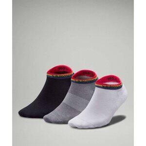 Lululemon Ankle Socks 3-Pack WHT/HTRG/BLK Size S